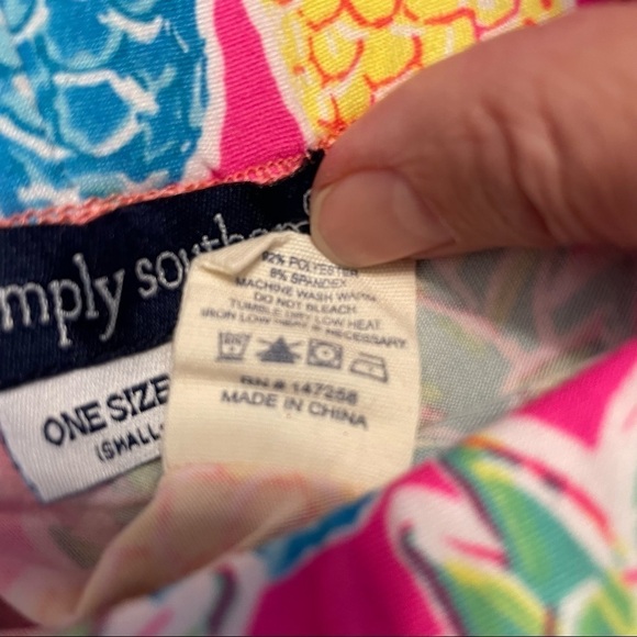 Simply Southern Pink Blue Yellow Pineapple Capri soft and comfy Leggings. OS - Picture 6 of 8